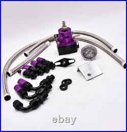 AN6 Adjustable Car Fuel Pressure Regulator with Gauge and hose kit