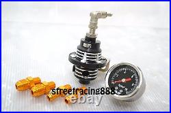 AVS Adjustable Black Fuel Pressure Regulator Meter Gauge Universal