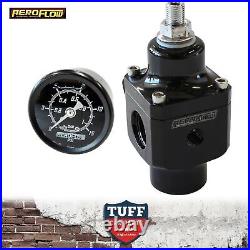 Aeroflow Black Billet 2 Port 750hp Carby Fuel Pressure Regulator 4-12PSI + Gauge