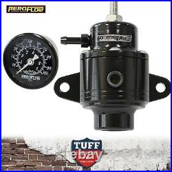 Aeroflow Black Compact Billet 800hp EFI Fuel Pressure Regulator 30-90psi + Gauge