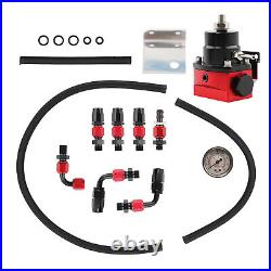 Fuel Pressure Regulator AN6 Hose End Fittings Oil Line Oil Gauge Kit Black+Red