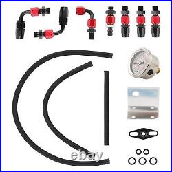 Fuel Pressure Regulator AN6 Hose End Fittings Oil Line Oil Gauge Kit Black+Red