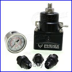 Phenix F50106-3 Adjustable EFI Fuel Pressure Regulator with Gauge + 8AN Fittings