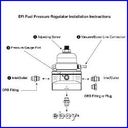 Phenix F50106-3 Adjustable EFI Fuel Pressure Regulator with Gauge + 8AN Fittings