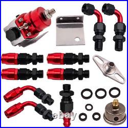 Universal Adjustable Fuel Pressure Regulator Kit AN 6 Fitting End Blue + Red