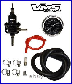 Vms Racing Universal Adjustable Fuel Pressure Regulator Gauge Kit 11 Ratio Blk